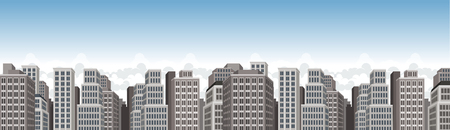 Blue big city landscape with buildingsのイラスト素材