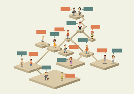 Cartoon people on hierarchy tree.のイラスト素材