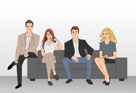 Group of business people seated on a sofaのイラスト素材
