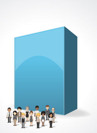 3d design of the text box frame background with business people.のイラスト素材