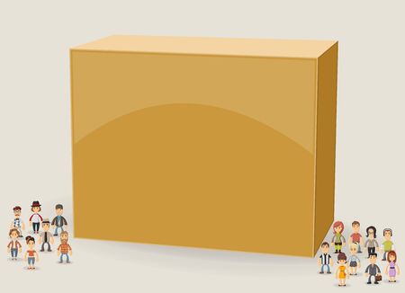 3d design of the text box frame background with hipster people wearing vintage clothes.のイラスト素材