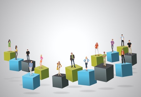 3d cubes with business people. Infographic design.のイラスト素材