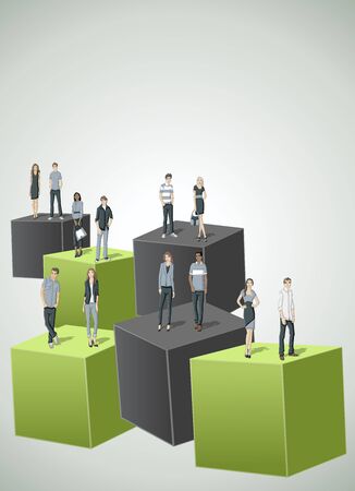 3d cubes with business people. Infographic design.のイラスト素材