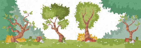 Green park with grass and trees. Nature landscape.のイラスト素材