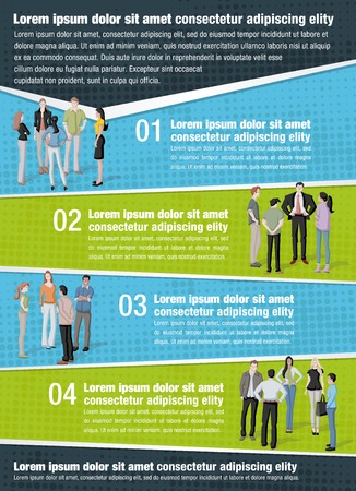 Vector brochure backgrounds with business people. Infographic template design.のイラスト素材