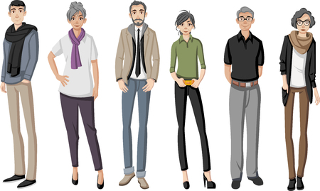 Group of old people happy cartoonのイラスト素材