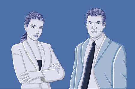 Business people. Young couple wearing suit.のイラスト素材