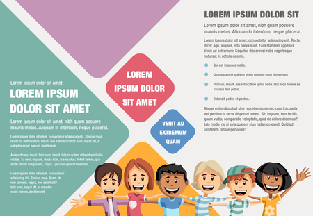 Template for advertising brochure with cute cartoon kidsのイラスト素材