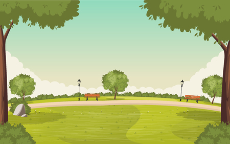 Colorful green parkのイラスト素材