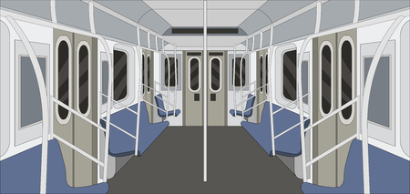 Metro train. Passangers In Subway. Public Transport.のイラスト素材
