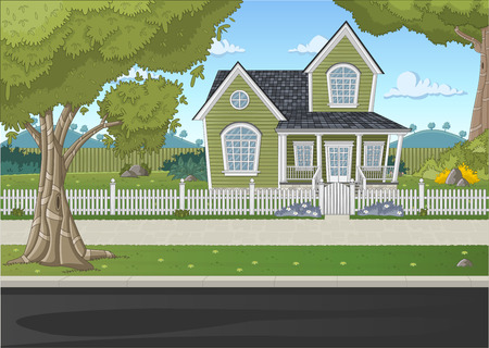 Colorful house in suburb neighborhoodのイラスト素材