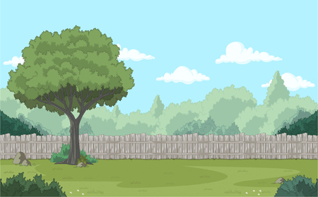 Wood fence on the backyardのイラスト素材