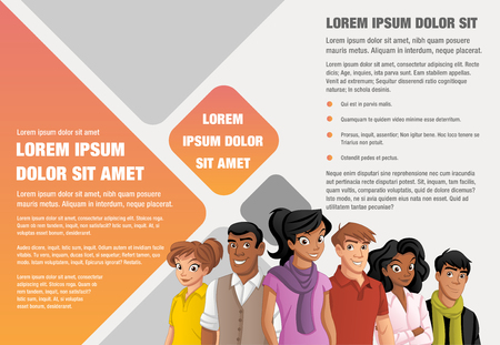 Template for advertising brochure with cartoon peopleのイラスト素材