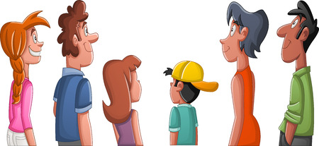 Big group of people looking at white backgroundのイラスト素材