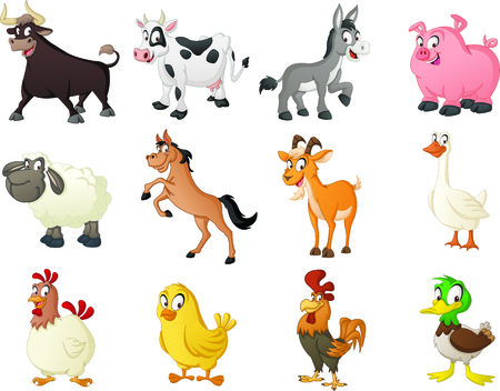 Group of farm cartoon animals.のイラスト素材