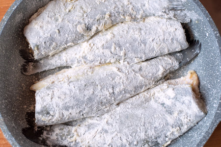 cooking fishの写真素材