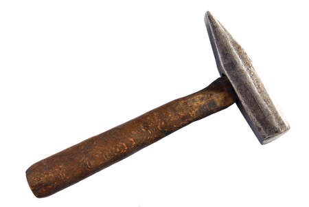 Old hammer isolated on a white background の写真素材
