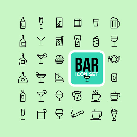 Drink alcohol beverage icons set.のイラスト素材