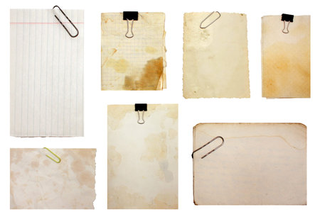 set of paper notes isolated on white backgroundの写真素材