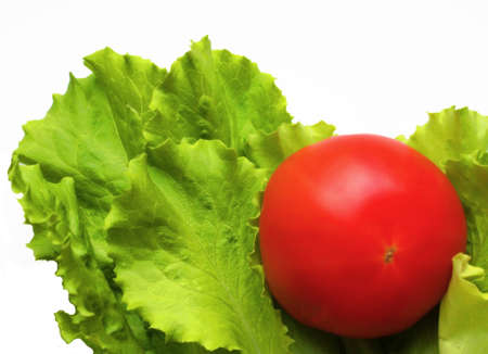 Fresh greens salad and tomatoの写真素材