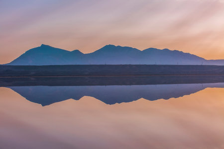 Abstract landscape with water reflectionの写真素材