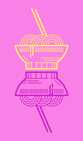 Pink mirror noodles.のイラスト素材