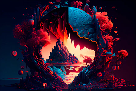 Abstract background in the style of Valentine's Day. The concept of love. Entropy and Mandelbrot...