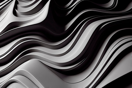 3d rendering of abstract metallic background with wavy lines in black. Abstract background with a pattern of black marble. Grunge and vintage style. Can be used as a wallpaperの写真素材