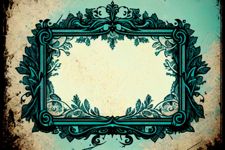 Grunge background with a text frame.Vintage floral frame with space for your text. Textured background with space for your image. A great layer for your projects. Black and whiteの写真素材