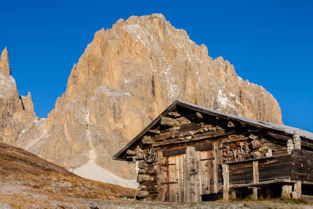 Mountain hut, Dolomites, Italyの写真素材