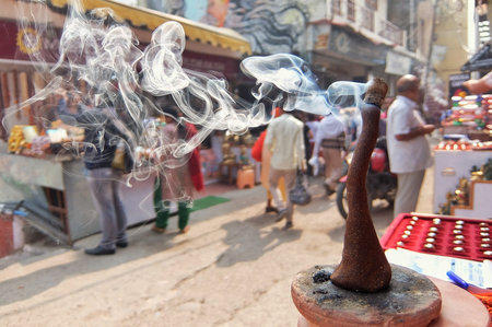 Rishikesh, India - November, 3rd, 2017. Aroma cone on the market in Rishikesh