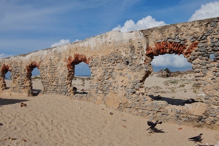 Rameshwaram, India - November, 21st, 2017. Ruins of the small village Dhanushkodiの写真素材