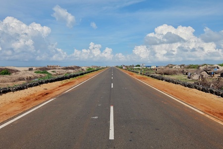 Rameshwaram, India - November 21st, 2017. Road to the end of the world, Dhanushkodi village, Rameshwaram, Indiaの写真素材
