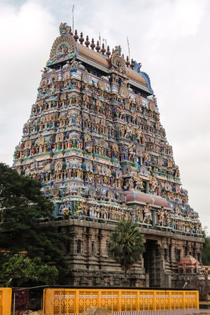 Chidambaram, India - December, 16th, 2016. View of the Nataraja temple, Chidambaram, Tamil Nadu, South Indiaのeditorial素材