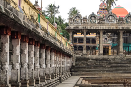 Chidambaram, India - December, 16th, 2016. View of the Nataraja temple, Chidambaram, Tamil Nadu, South Indiaのeditorial素材