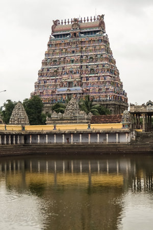 Chidambaram, India - December, 16th, 2016. View of the Nataraja temple, Chidambaram, Tamil Nadu, South Indiaのeditorial素材