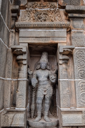 Chidambaram, India - December, 16th, 2016. At the gates of the Nataraja temple, Chidambaram, Tamil Nadu, South Indiaのeditorial素材