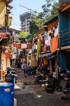 Mumbai, India - February, 25th, 2017. Streets of Colaba district, Mumbai, Indiaのeditorial素材