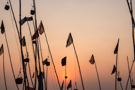 Varanasi, India - December, 9th, 2017. Sunrise in Varanasi.の写真素材