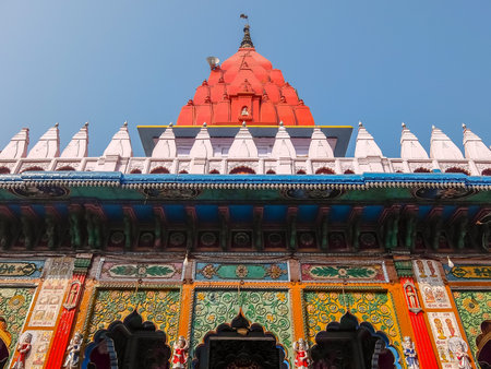 Ayodhya, India - December, 10th, 2017. Hanuman Garhi Temple. Details of architecture.のeditorial素材
