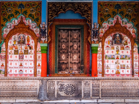 Ayodhya, India - December, 10th, 2017. Hanuman Garhi Temple. Details of architecture.のeditorial素材