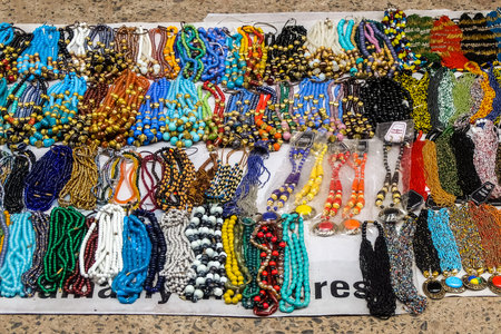 Chennai, India - December, 24th, 2017. Beads on flea market in Chennai.