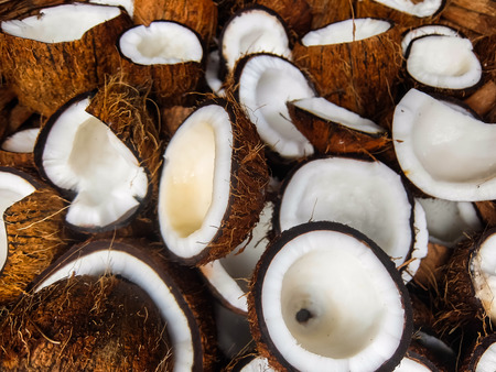 Coconuts on Devaraja Market, Mysore, India.の写真素材