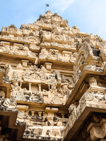 Kanchipuram, India - Circa January, 2018. View of Kailasanathar Temple in Kanchipuram, India.