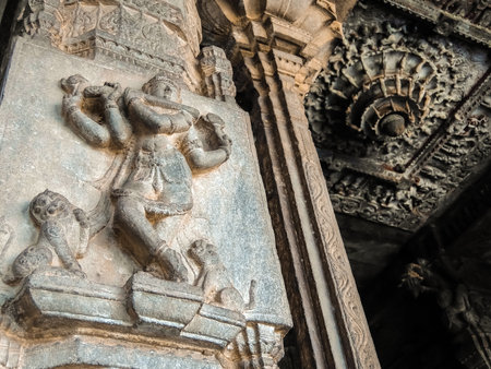 Vellore, India - Circa January, 2018. View of Sri Jalakandeswarar Temple in Vellore. Details of architecture.のeditorial素材