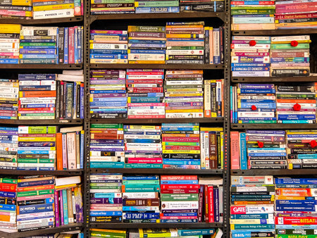 Bangalore, India - Circa January, 2018. Street bookstore in Bangalore. Used books for sale.