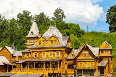 Gorodets, Russia - Circa June, 2018. Complex City of Craftsmen on the banks of the Volga River. Gorodets is the center of folk art and museum city.のeditorial素材