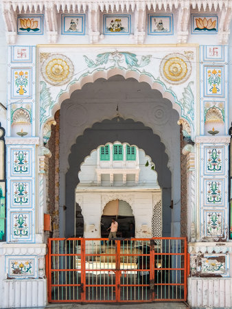 Jodhpur, India - Circa March, 2018. Entrance gate of haveli in Jodhpur.