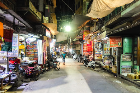 Jodhpur, India - Circa March, 2018. Late evening on the streets of Jodhpur.のeditorial素材