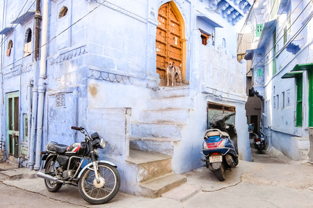 Jodhpur, India - Circa March, 2018. Narrow streets of Jodhpur.のeditorial素材